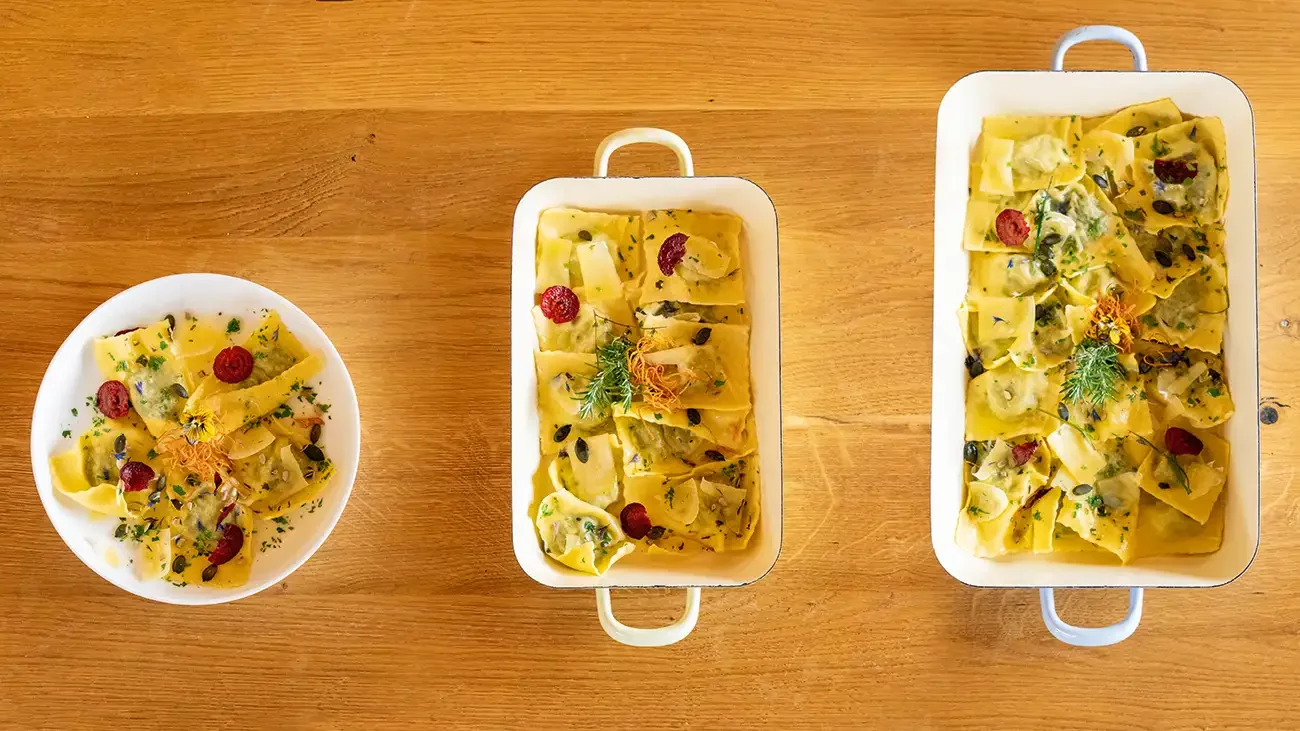 Teigtaschen Portionsgrößen S M L